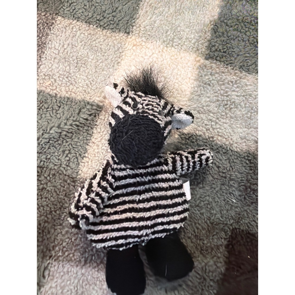 Russ Berrie Zebra Striped Plush Stuffed Animal Bean Bag Toy 4154 Black White
